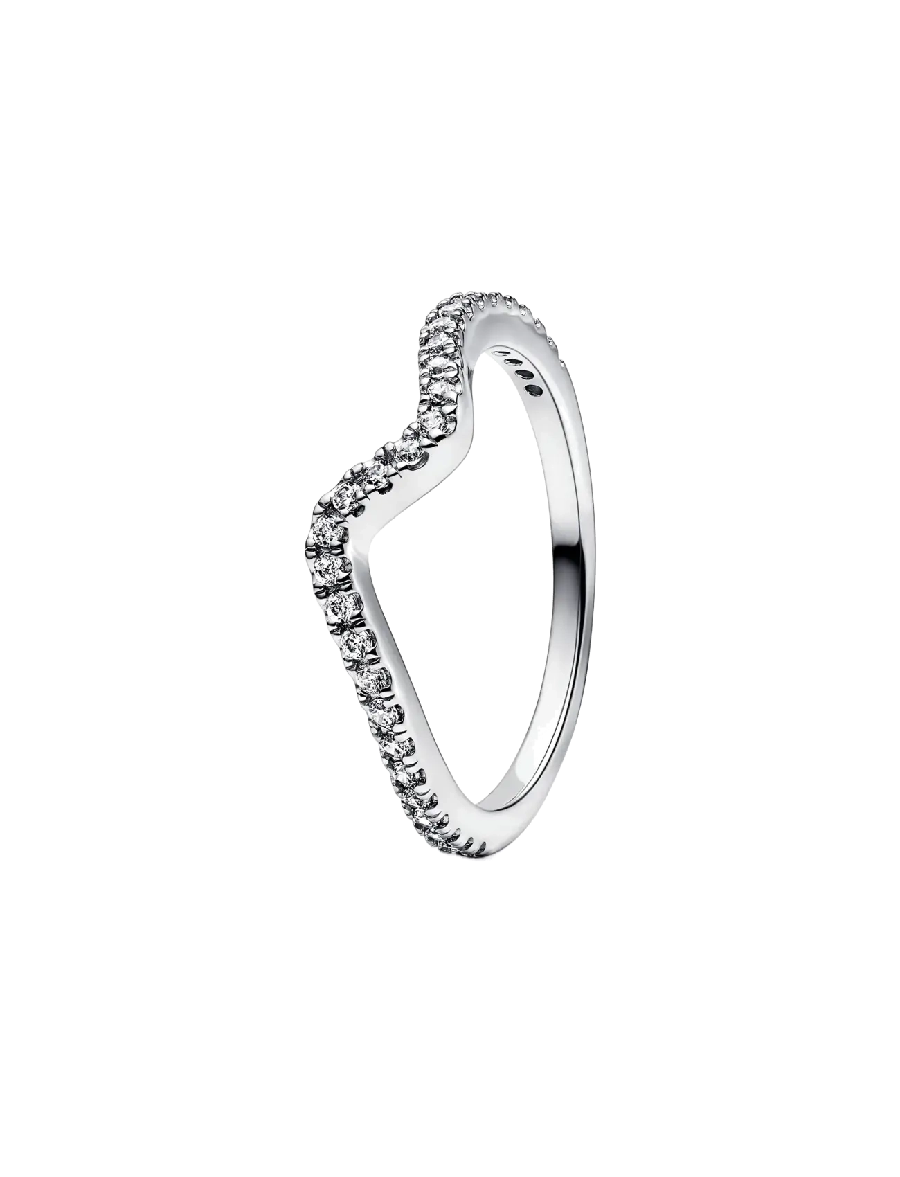 Wave sterling silver ring with clear cubic zirconia - CLEAR