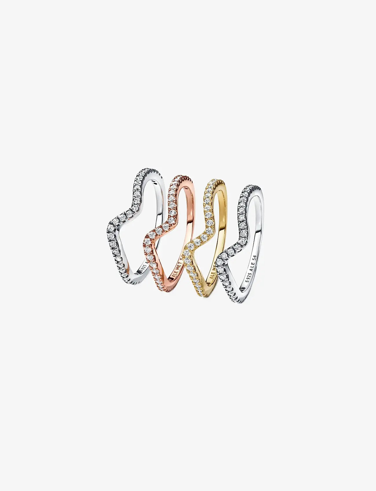 Pandora - Wave sterling silver ring with clear cubic zirconia - ringe - clear - 2