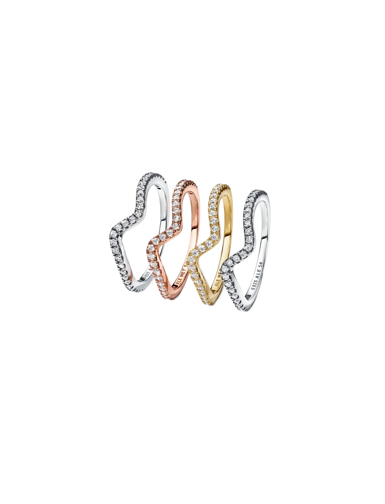 Pandora - Wave sterling silver ring with clear cubic zirconia - ringar - clear - 2