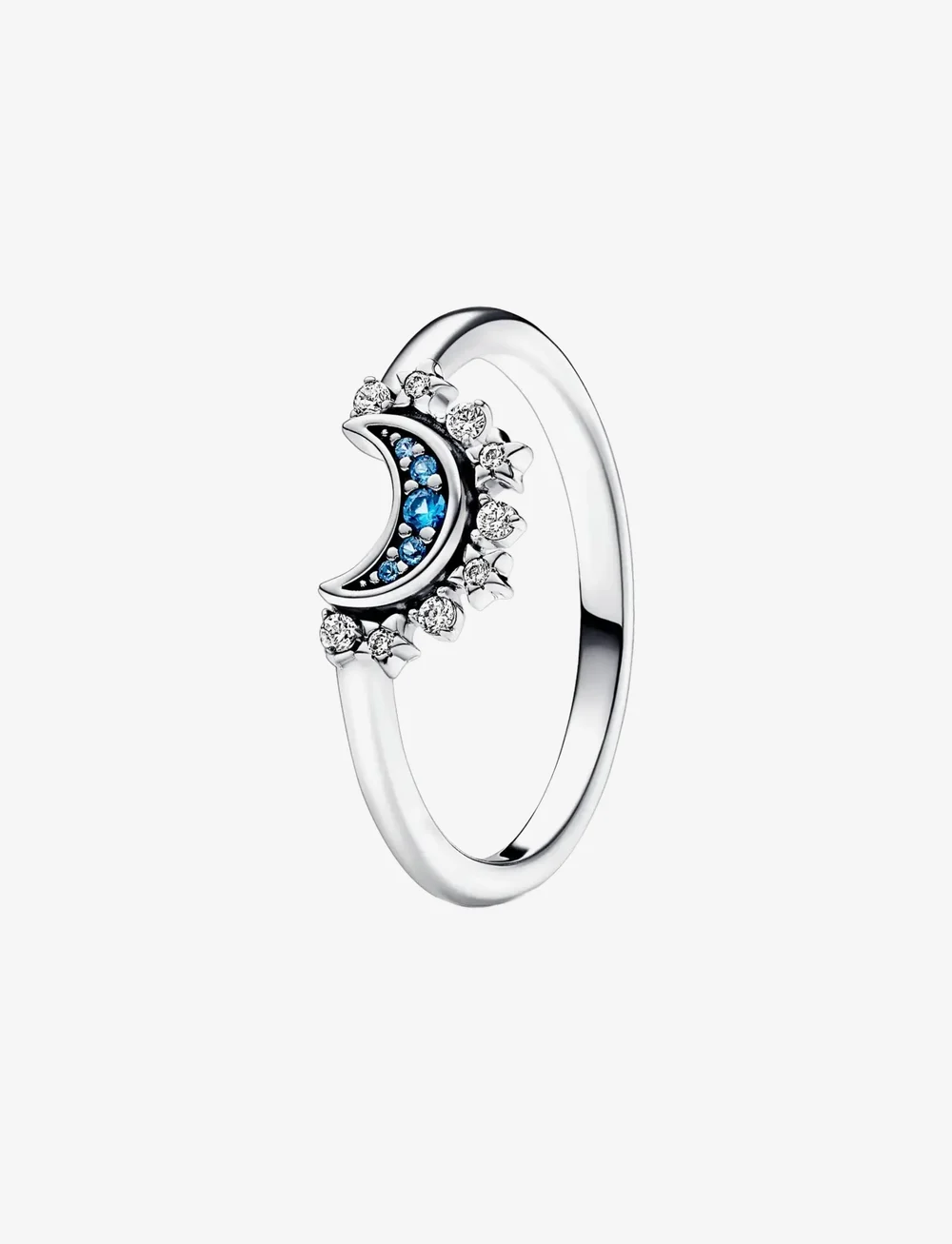 Pandora - Celestial moon sterling silver ring with night blue crystal and clear cubic zirconia - sõrmused - blue - 1