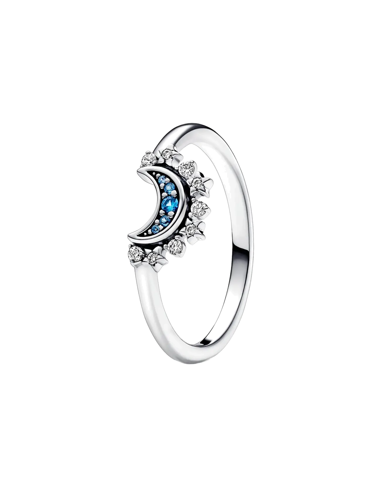 Pandora Celestial moon sterling silver ring with night blue crystal and clear cubic zirconia - Accessories - BLUE / silver