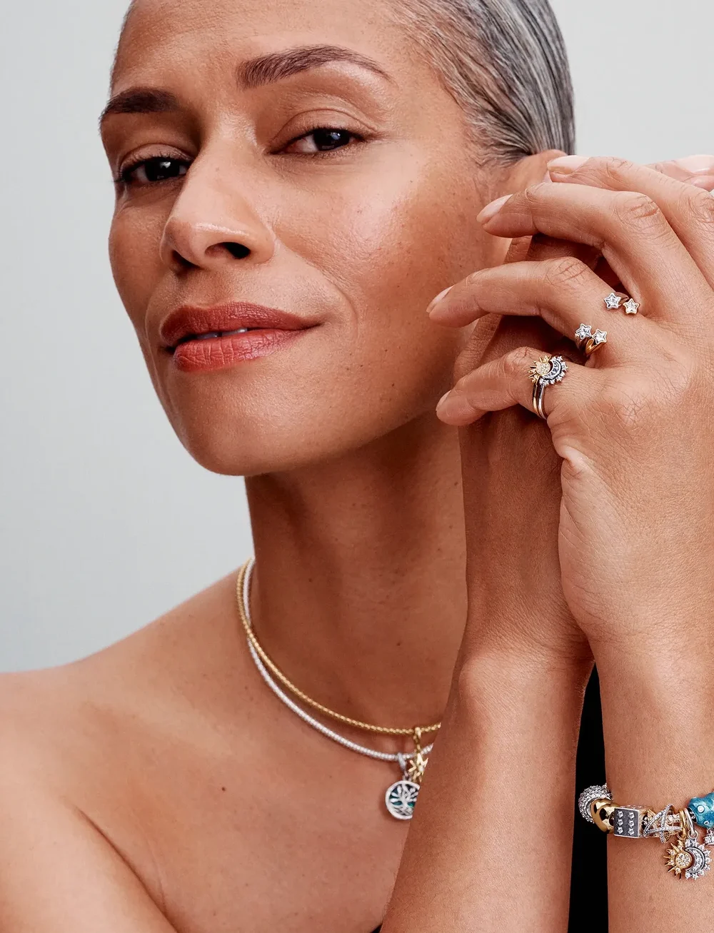 Pandora - Celestial moon sterling silver ring with night blue crystal and clear cubic zirconia - sõrmused - blue - 2