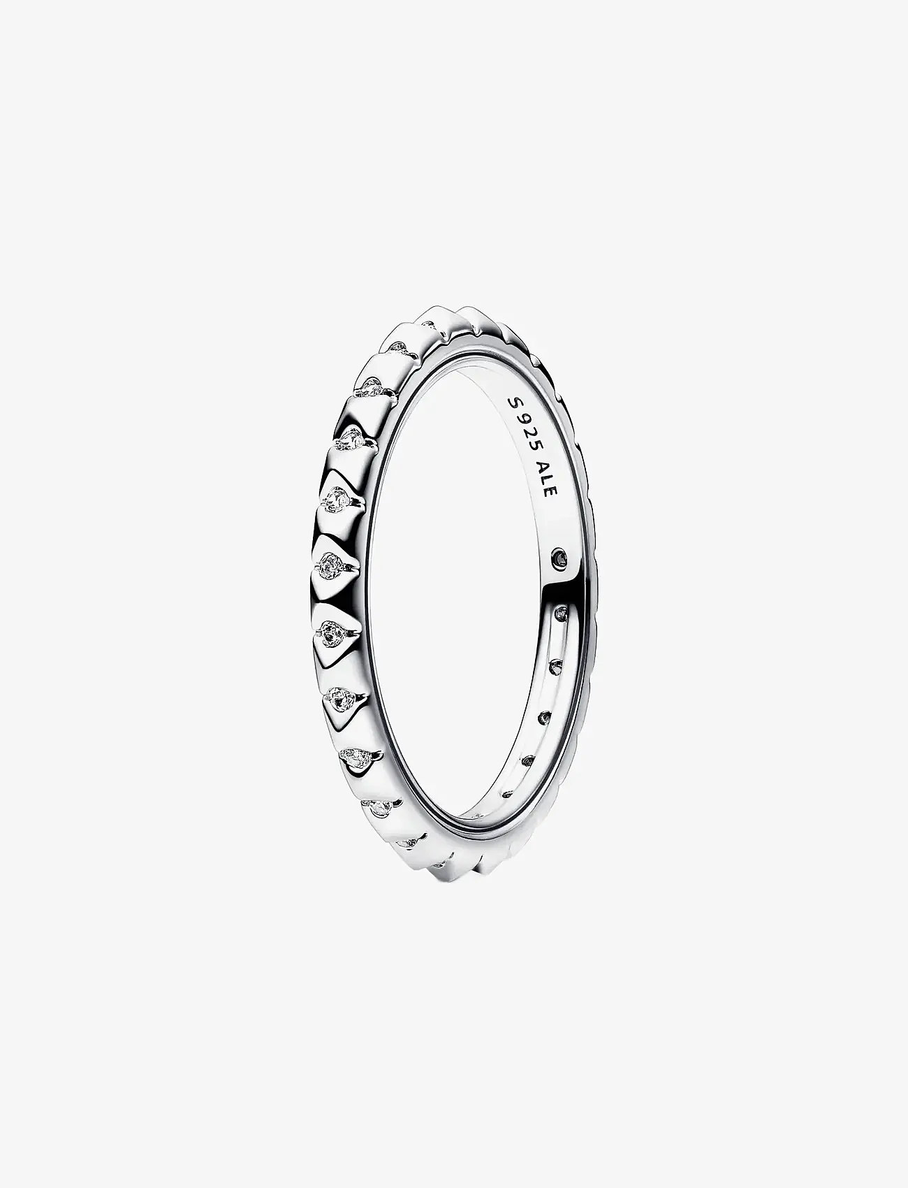 Pandora - Sterling silver pyramid studded ring with clear cubic zirconia - rings - clear - 1