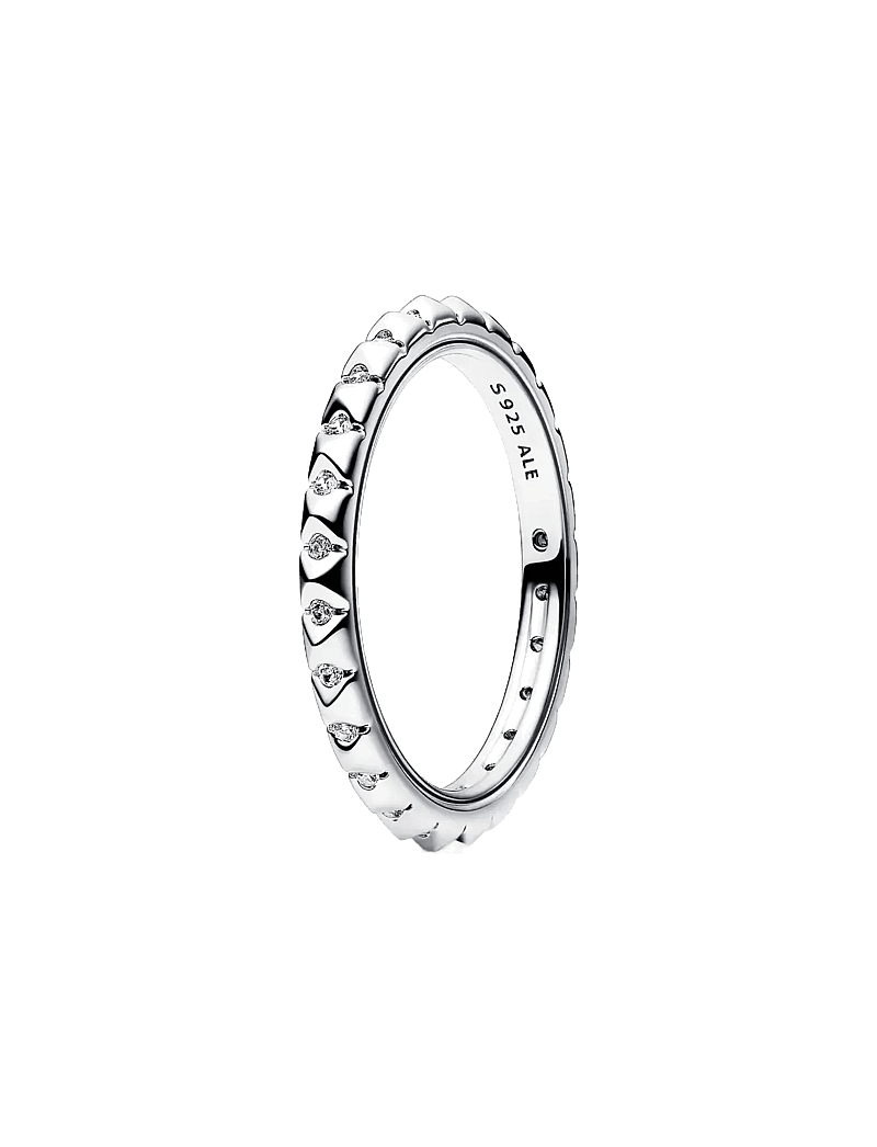 Pandora - Sterling silver pyramid studded ring with clear cubic zirconia - rings - clear - 1