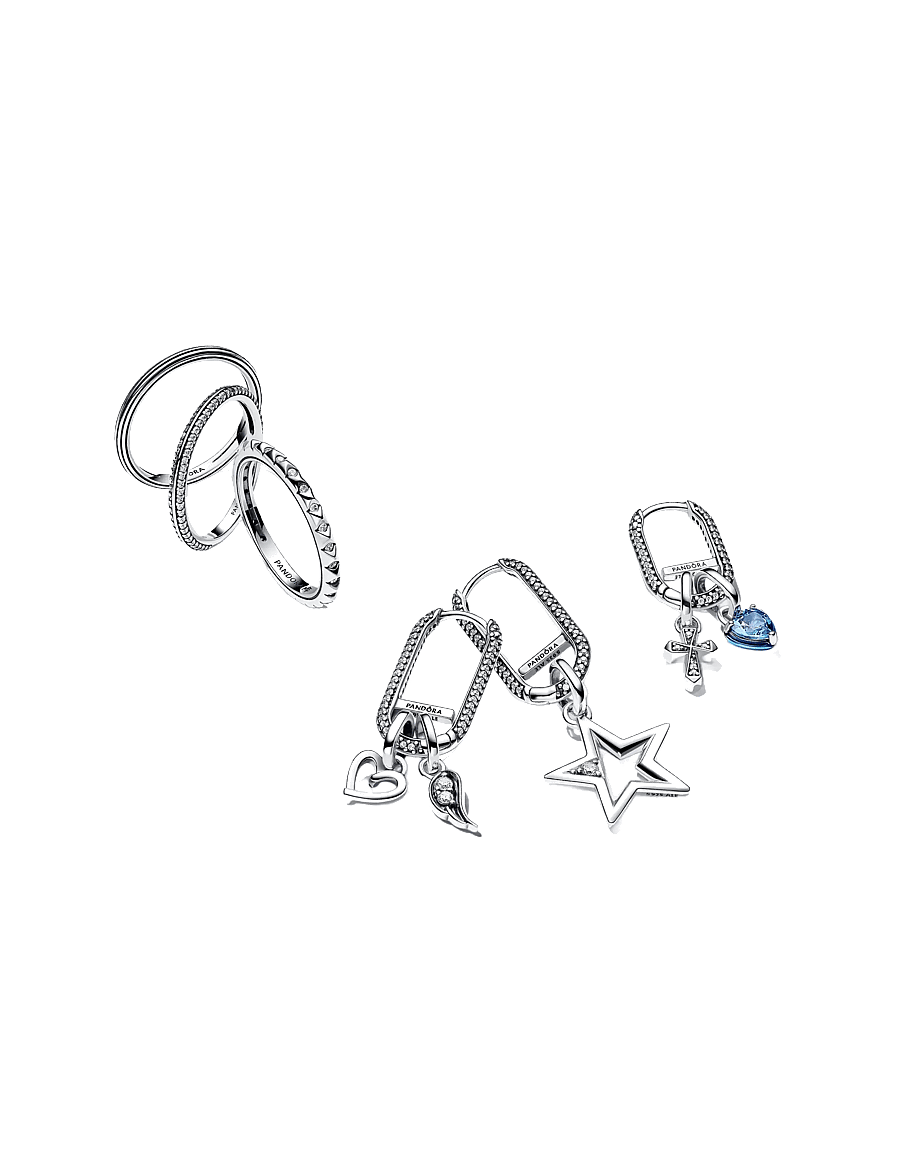 Pandora - Sterling silver pyramid studded ring with clear cubic zirconia - ringe - clear - 2