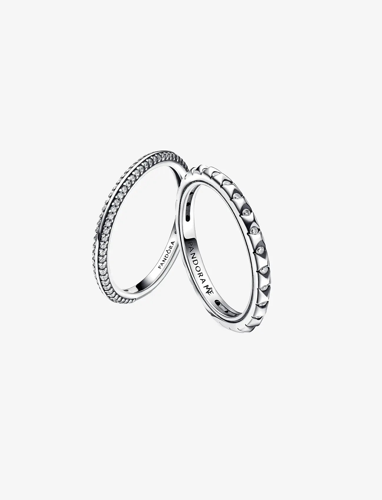 Pandora - Sterling silver pyramid studded ring with clear cubic zirconia - rings - clear - 4