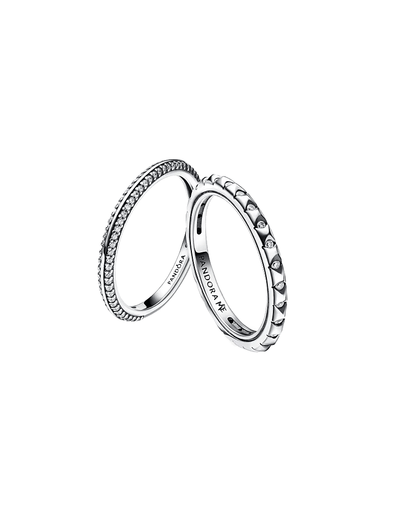 Pandora - Sterling silver pyramid studded ring with clear cubic zirconia - rings - clear - 4