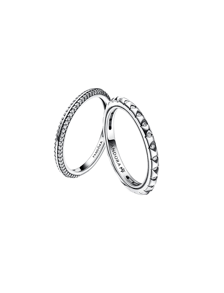 Pandora - Sterling silver pyramid studded ring with clear cubic zirconia - ringe - clear - 4