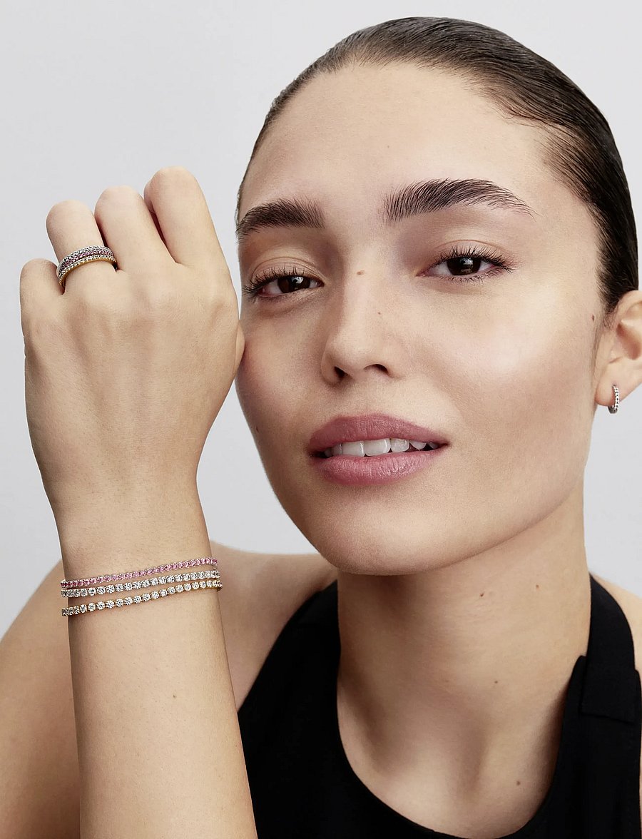 Pandora - Sparkling Pink Band Ring - rings - pink - 2