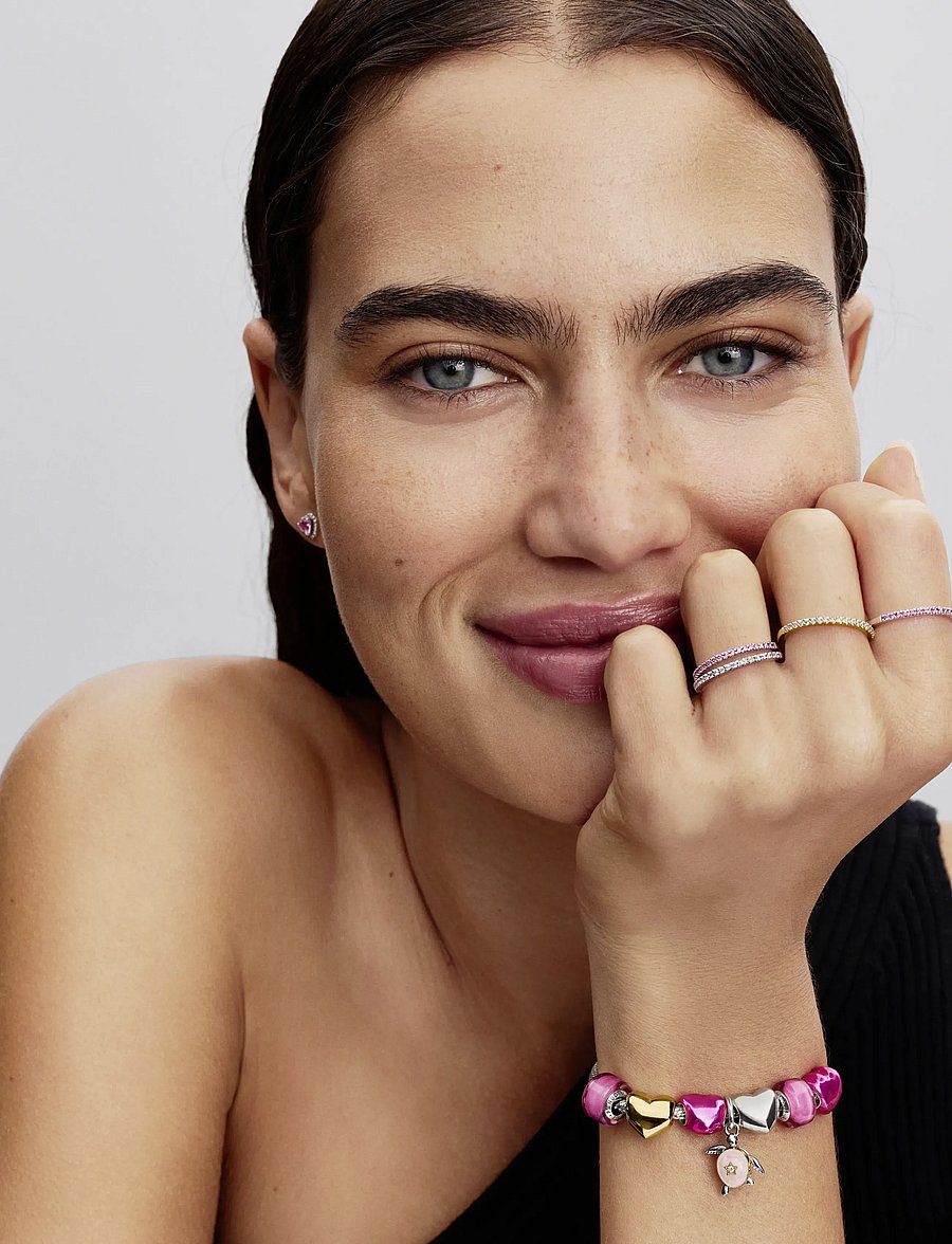 Pandora - Sparkling Pink Band Ring - rings - pink - 3