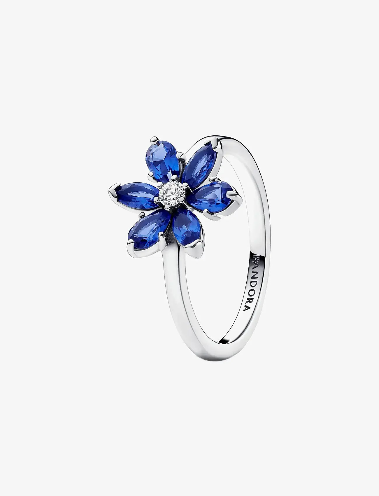 Pandora - Herbarium cluster sterling silver ring with princess blue crystal and clear cubic zirconia - sormukset - blue - 1