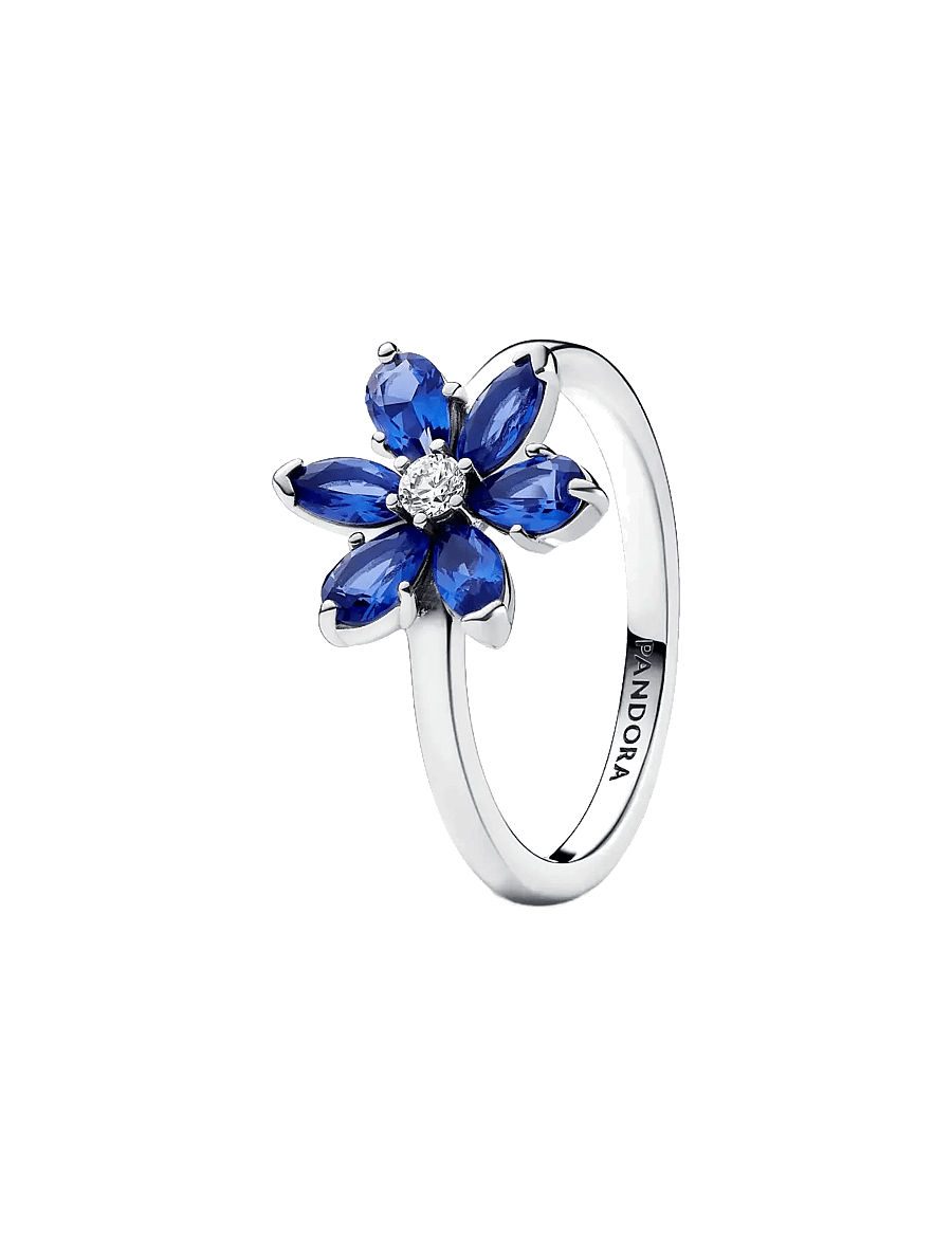 Pandora - Herbarium cluster sterling silver ring with princess blue crystal and clear cubic zirconia - ringe - blue - 1