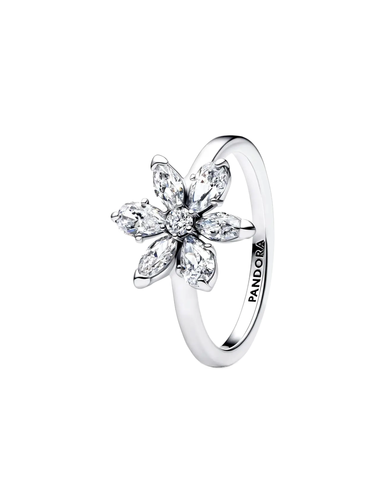 Pandora Herbarium Sparkling Flower Cocktail Ring - Valentines - CLEAR / undefined