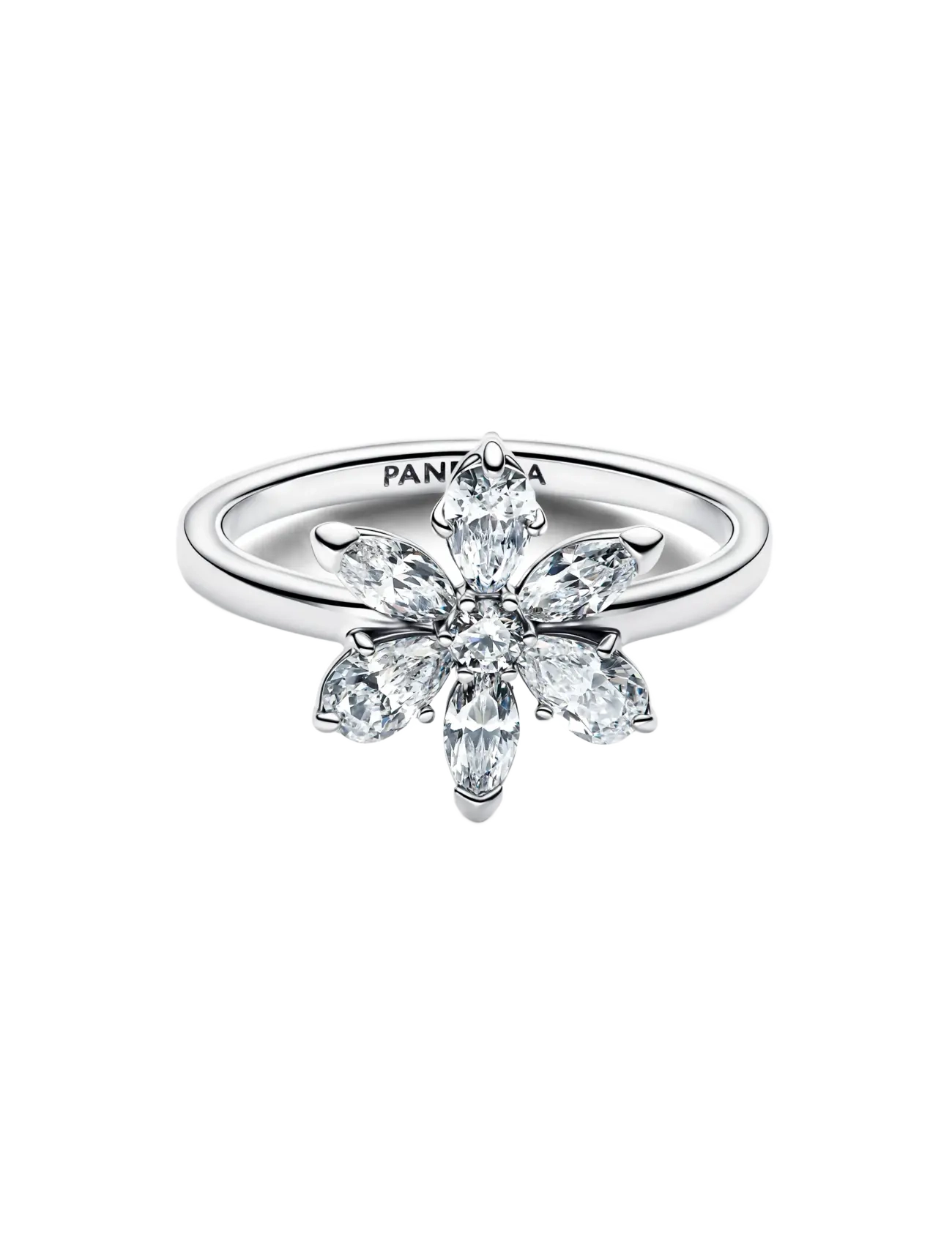 Pandora - Herbarium Sparkling Flower Cocktail Ring - rings - clear - 2