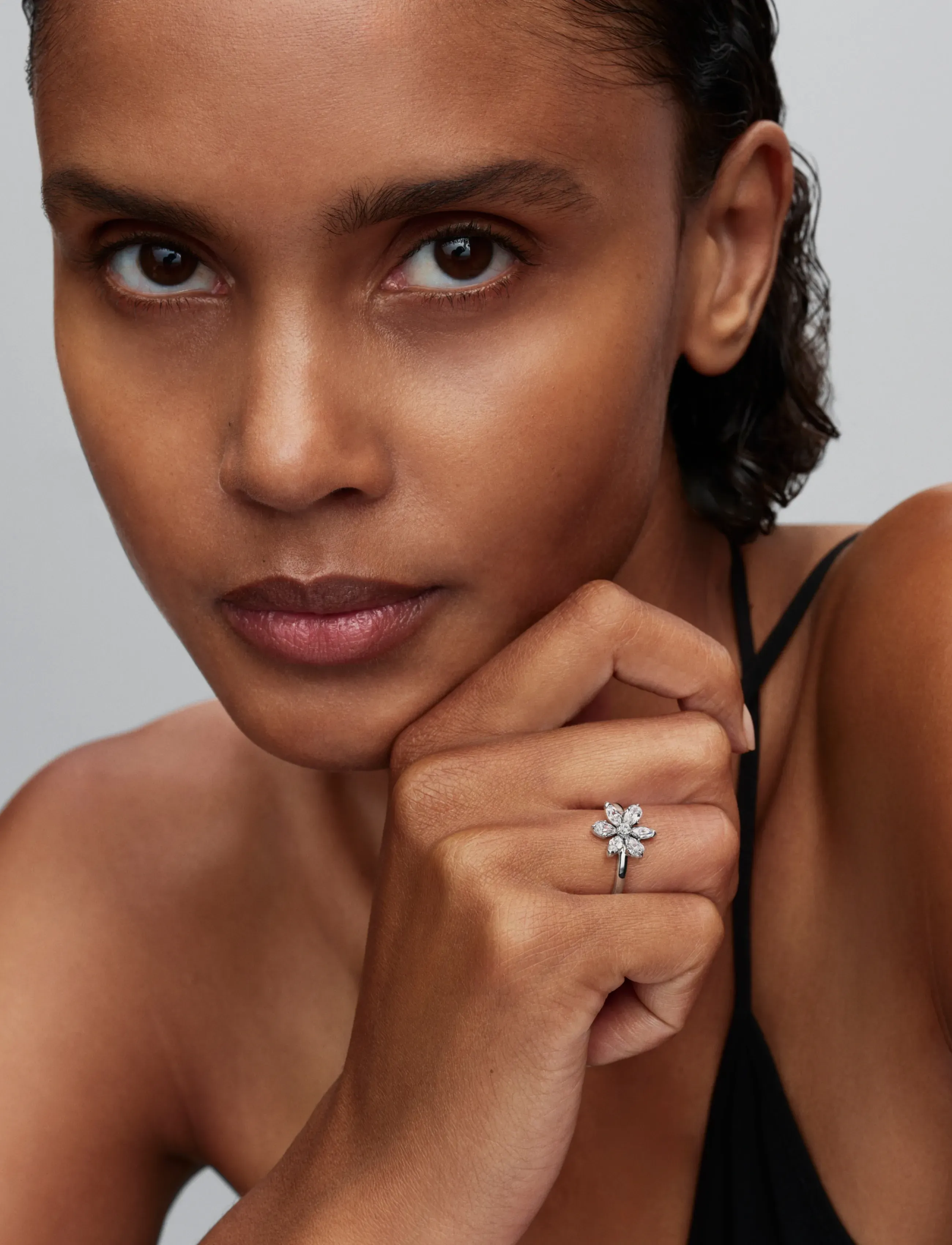 Pandora Herbarium Sparkling Flower Cocktail Ring, 54, Silver, Smykker > Ringe, Dame