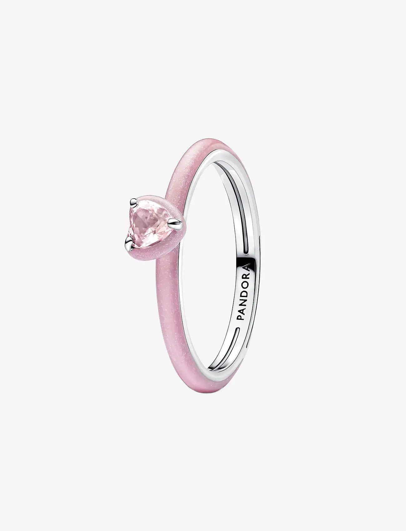 Pandora - Heart sterling silver ring with orchid pink crystal and glittery pink enamel - ringe - pink - 1