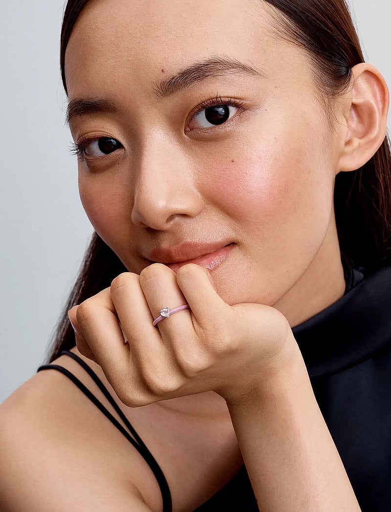 Pandora - Heart sterling silver ring with orchid pink crystal and glittery pink enamel - ringe - pink - 0