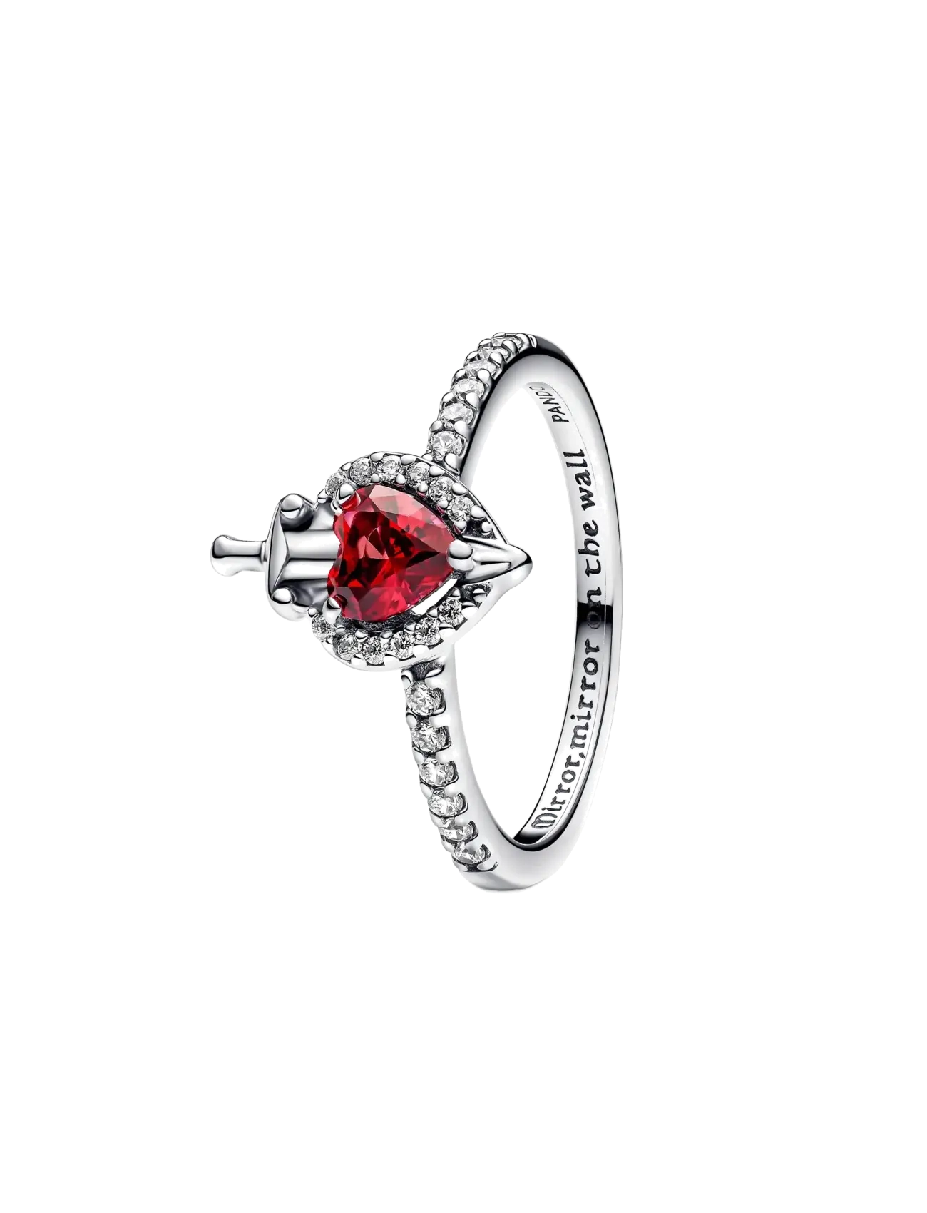 Disney Villains Evil Queen sterling silver ring with fuchsia rose crystal and clear cubic zirconia - RED