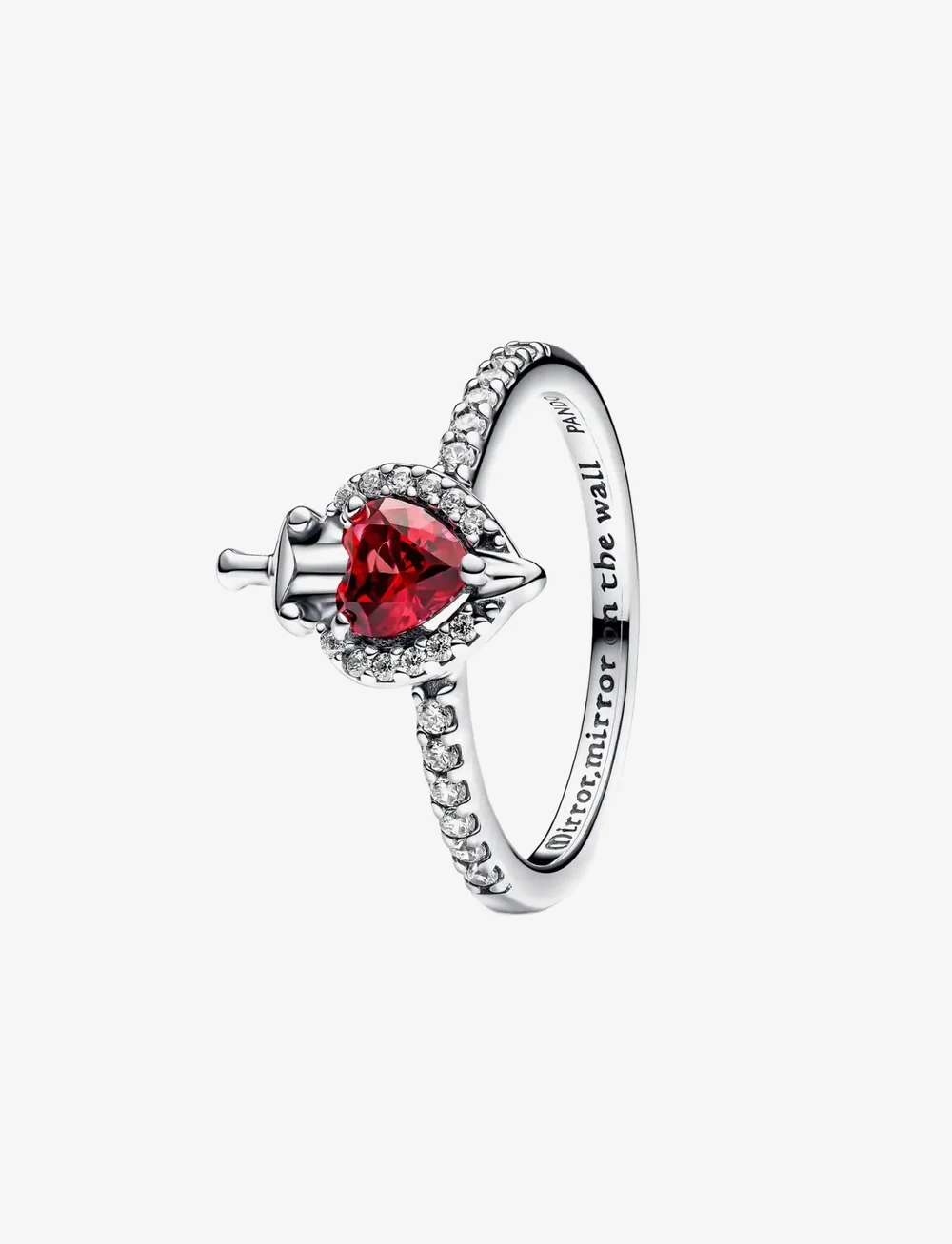 Pandora - Disney Villains Evil Queen sterling silver ring with fuchsia rose crystal and clear cubic zirconia - ringe - red - 1