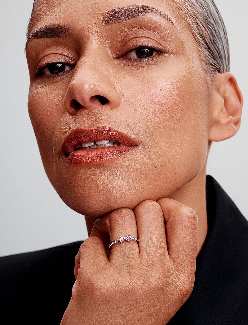 Pandora - Bow sterling silver ring with fancy pink and clear cubic zirconia - sõrmused - pink - 0