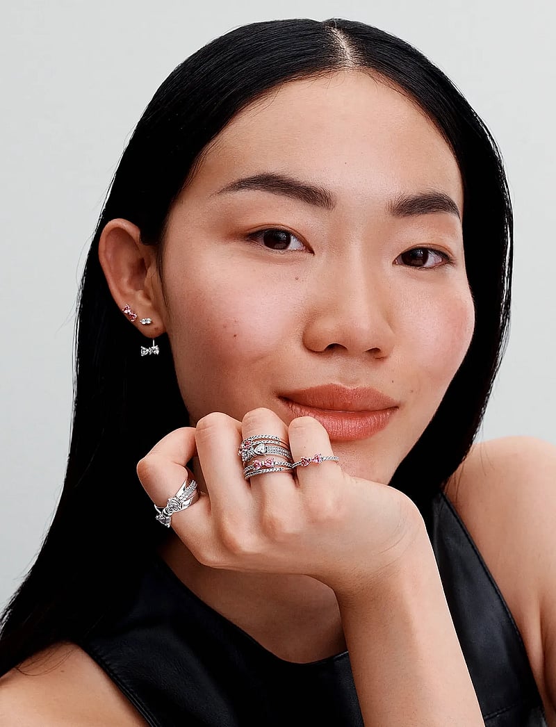 Pandora - Bow sterling silver ring with fancy pink and clear cubic zirconia - sõrmused - pink - 2