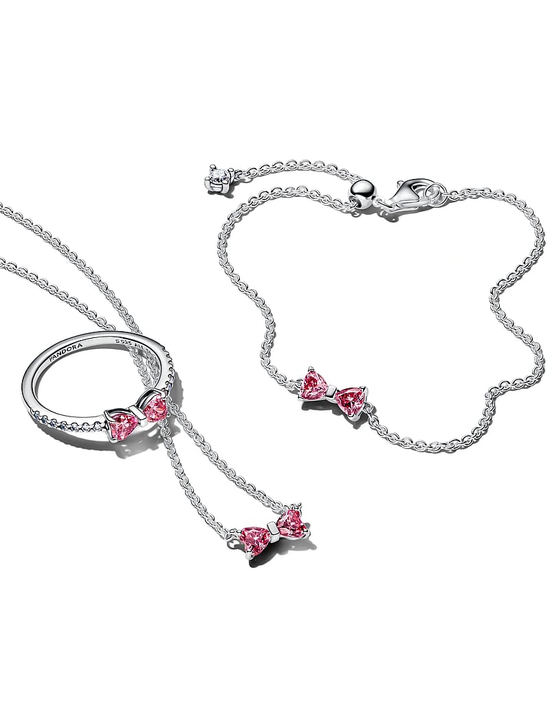 Pandora - Bow sterling silver ring with fancy pink and clear cubic zirconia - sõrmused - pink - 3