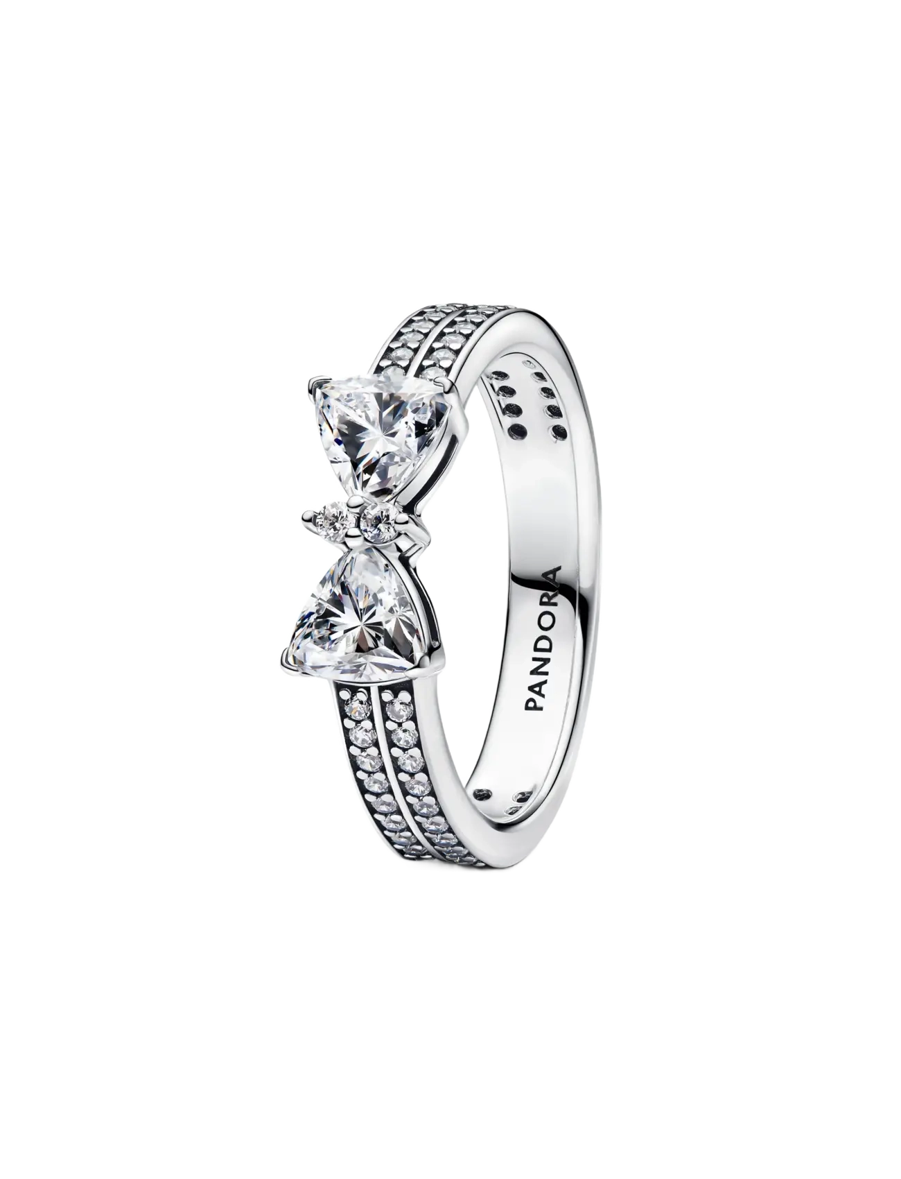 Bow sterling silver ring with clear cubic zirconia - CLEAR