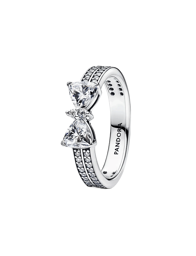 Pandora - Bow sterling silver ring with clear cubic zirconia - ringar - clear - 1
