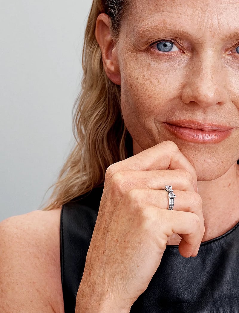 Pandora Bow Sterling Silver Ring With Clear Cubic Zirconia