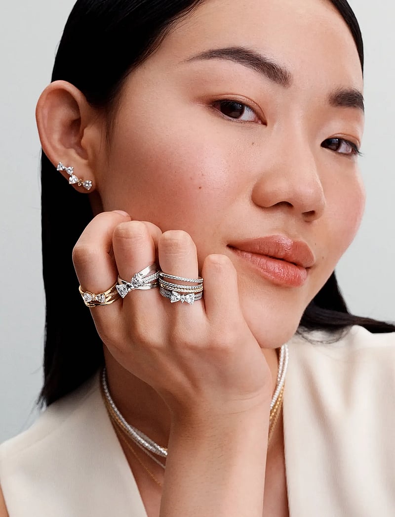 Pandora - Bow sterling silver ring with clear cubic zirconia - ringar - clear - 2