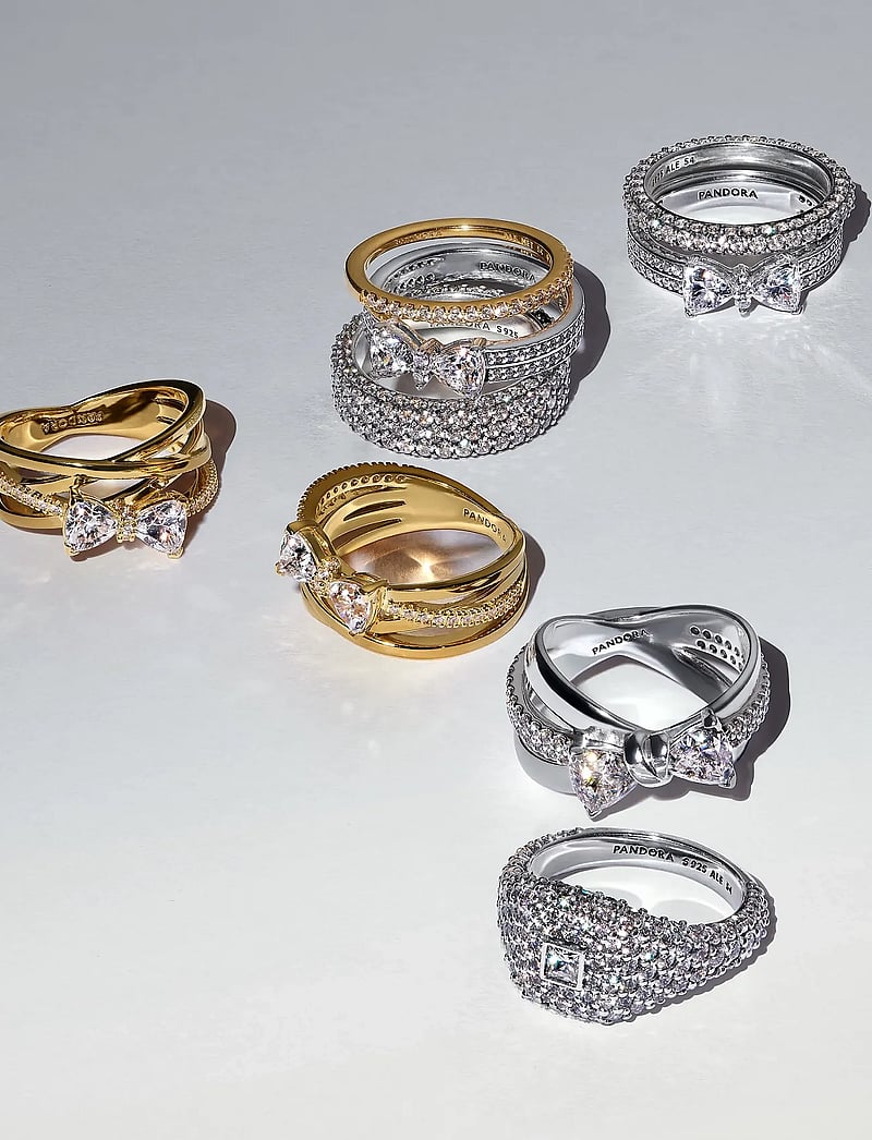 Pandora - Bow sterling silver ring with clear cubic zirconia - ringar - clear - 3