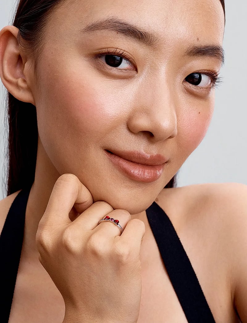 Pandora - Disney Snow White bow sterling silver ring with fuchsia rose crystal, clear cubic zirconia and red e - sõrmused - red - 0