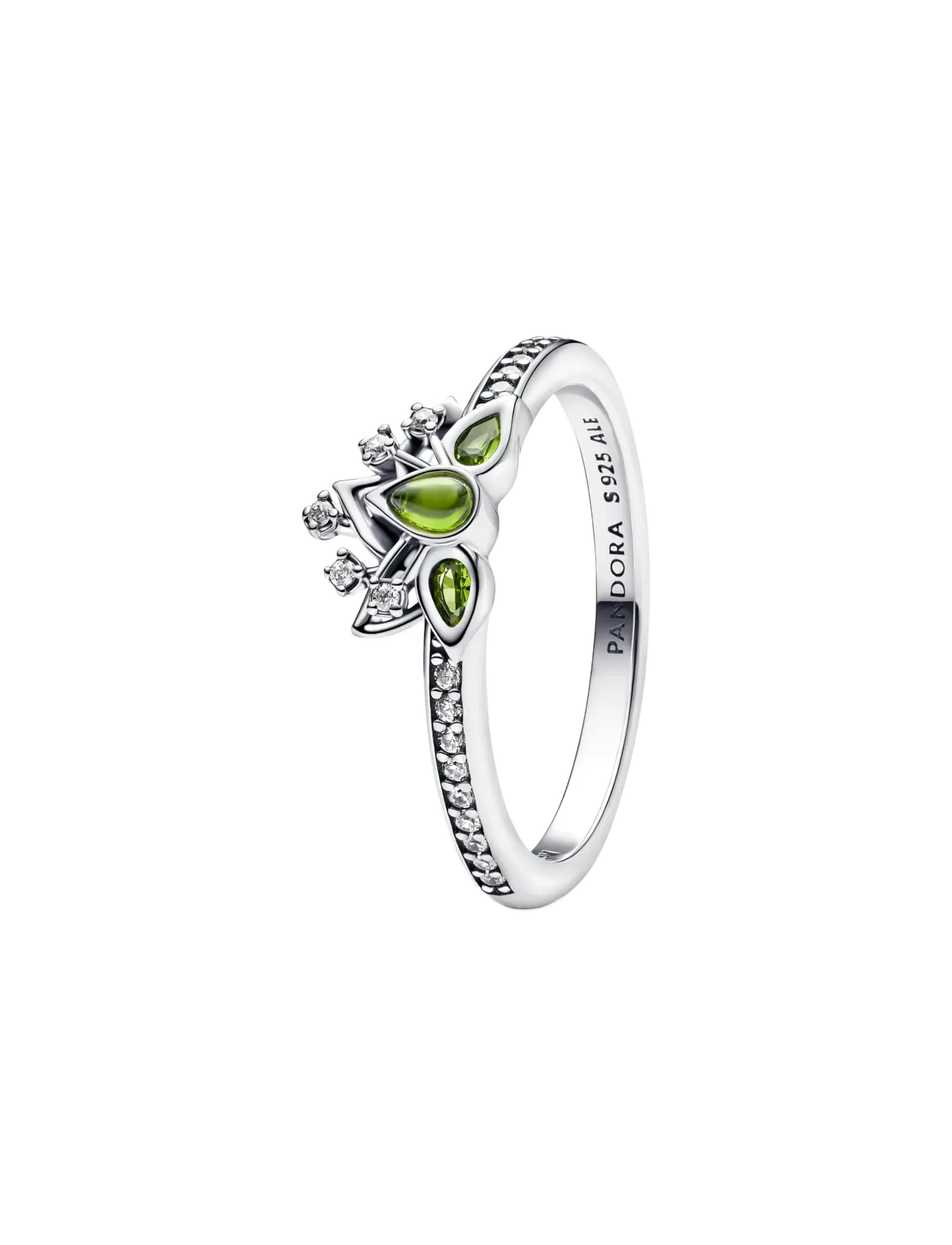 Pandora Disney Tiana sterling silver ring with light green crystal and clear cubic zirconia - Samarbejder - GREEN / green