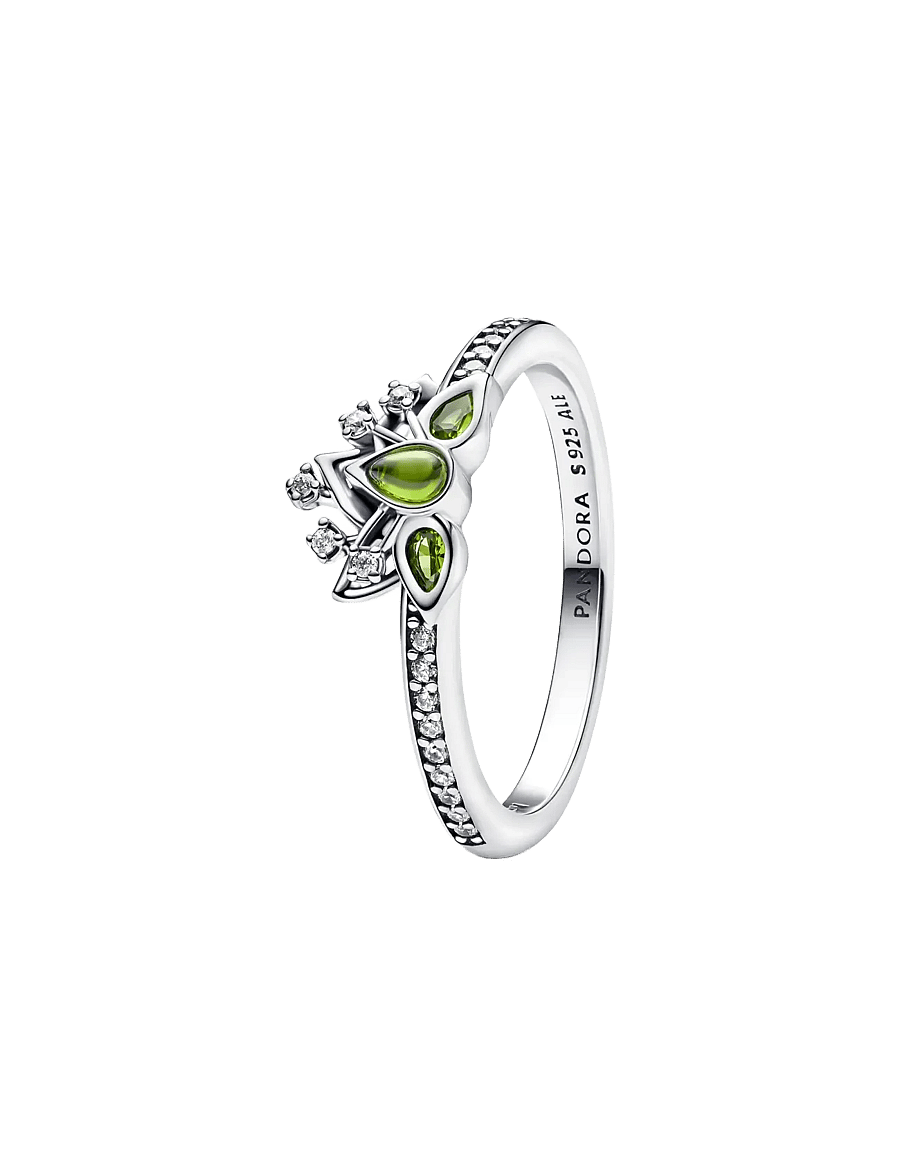 Pandora - Disney Tiana sterling silver ring with light green crystal and clear cubic zirconia - bagues - green - 1
