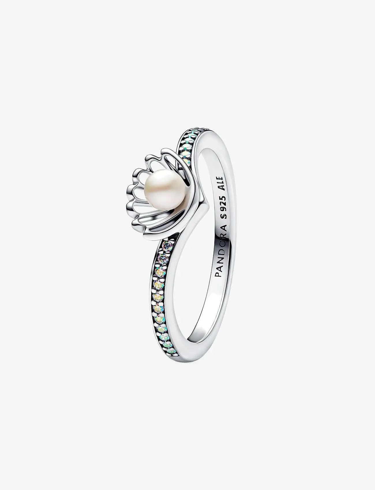 Pandora - Disney Ariel sterling silver ring with treated white freshwater cultured pearl and aurora borealis c - ringar - white - 1