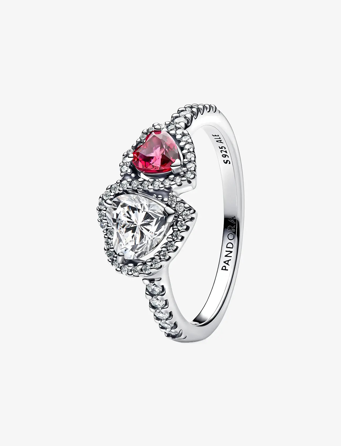 Pandora - Hearts sterling silver ring with cherries jubilee red crystal and clear cubic zirconia - ringar - red - 1
