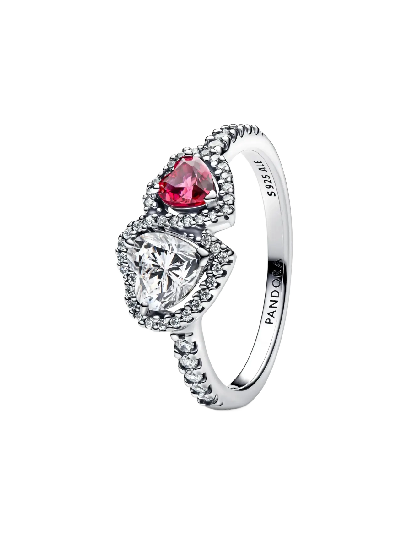 Pandora Hearts sterling silver ring with cherries jubilee red crystal and clear cubic zirconia - Festtøj - RED / silver
