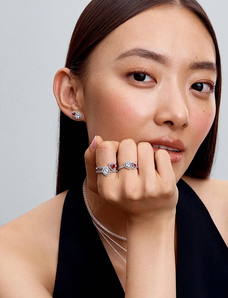 Pandora - Hearts sterling silver ring with cherries jubilee red crystal and clear cubic zirconia - ringe - red - 2