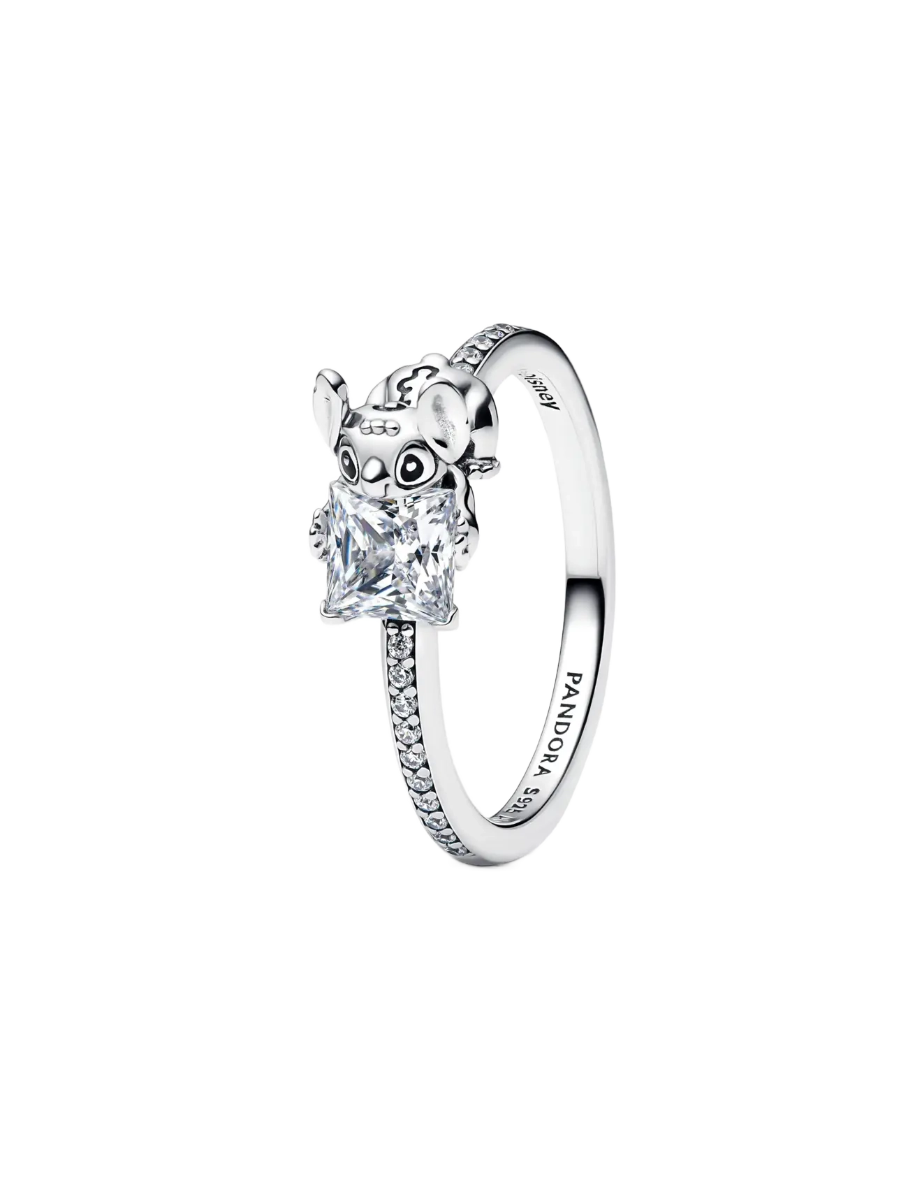 Disney Stitch sterling silver ring with clear cubic zirconia and black enamel - BLACK