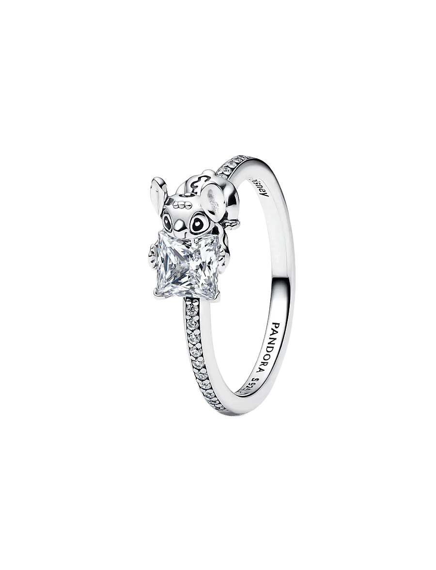 Pandora - Disney Stitch sterling silver ring with clear cubic zirconia and black enamel - ringar - black - 1