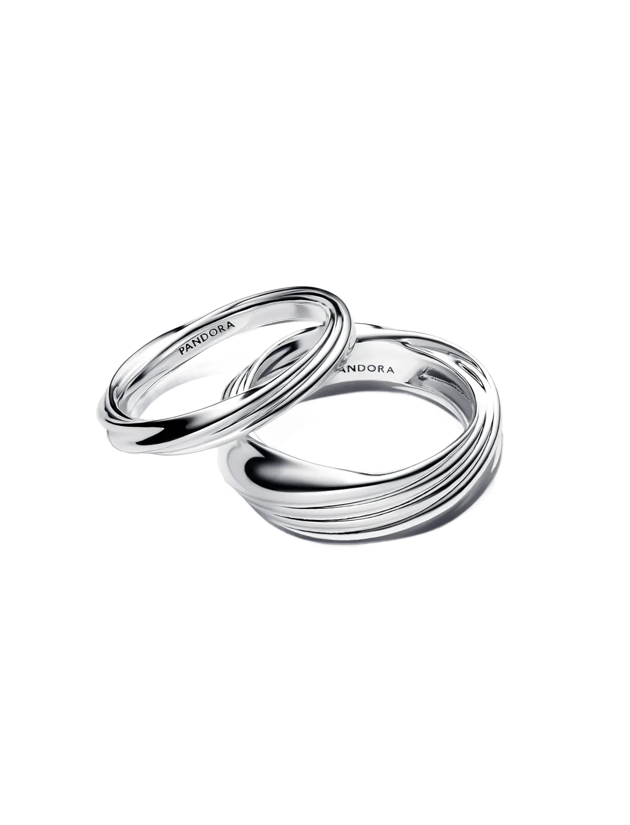 Pandora - Twisted sterling silver ring set - rings - no color - 2