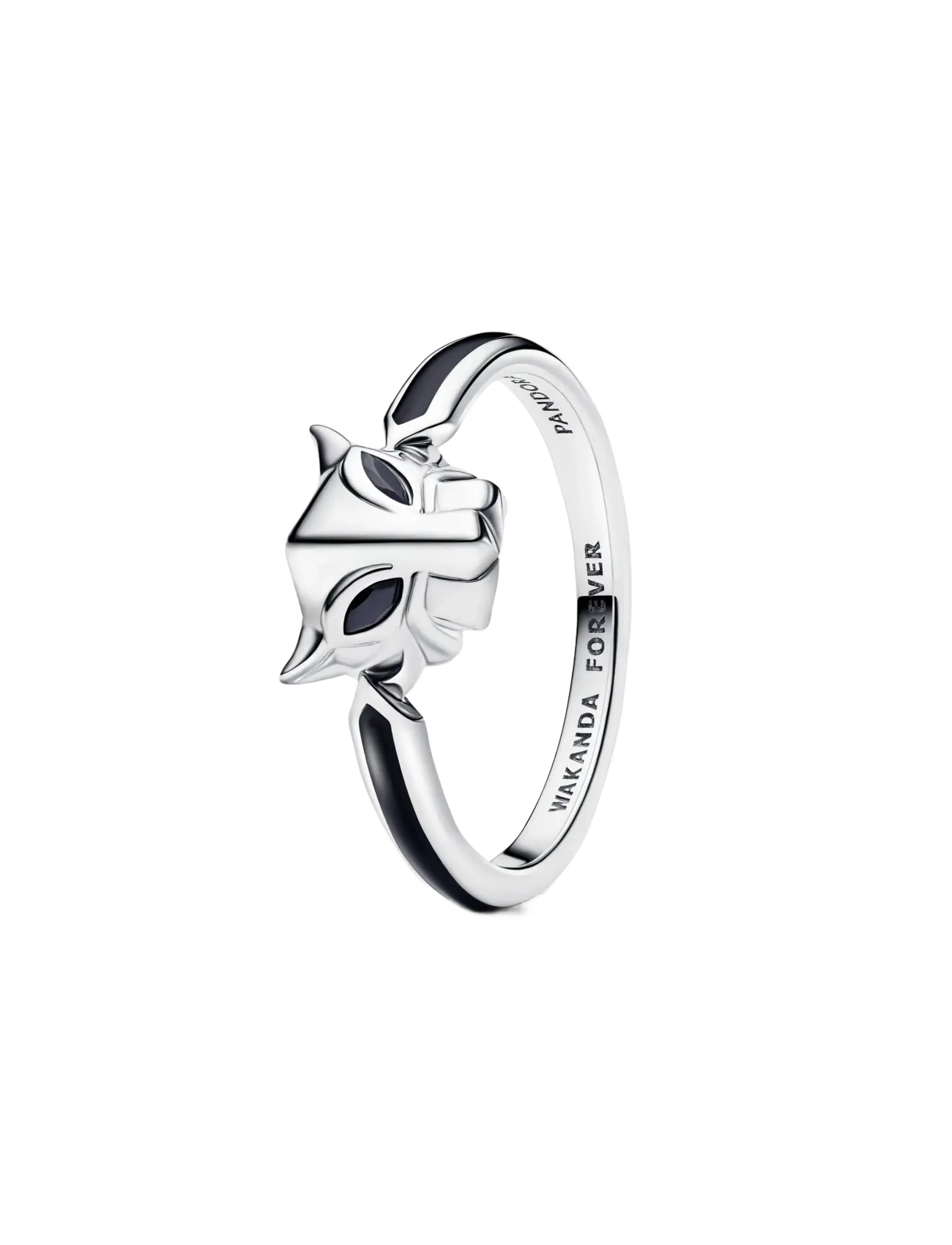 Pandora Marvel Black Panther sterling silver ring with black crystal and black enamel - Officewear - BLACK / silver