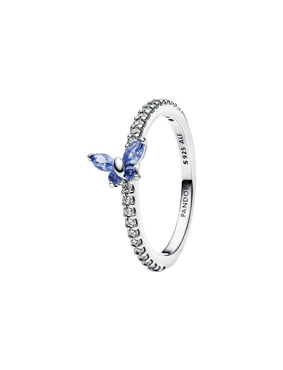 Pandora - Butterfly sterling silver ring with cornflower blue crystal and clear cubic zirconia - ringe - blue - 1