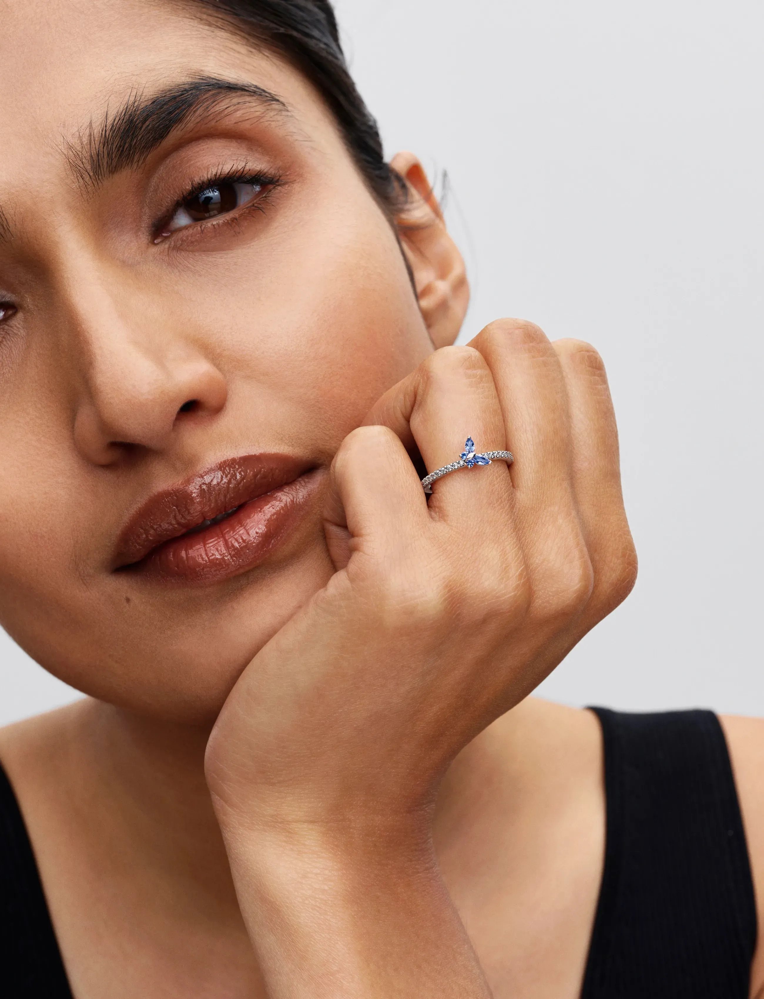 Pandora Butterfly Sterling Silver Ring With Cornflower Blue Crystal And Clear Cubic Zirconia, 60, Jewellery, Blau - Rings, Frauen
