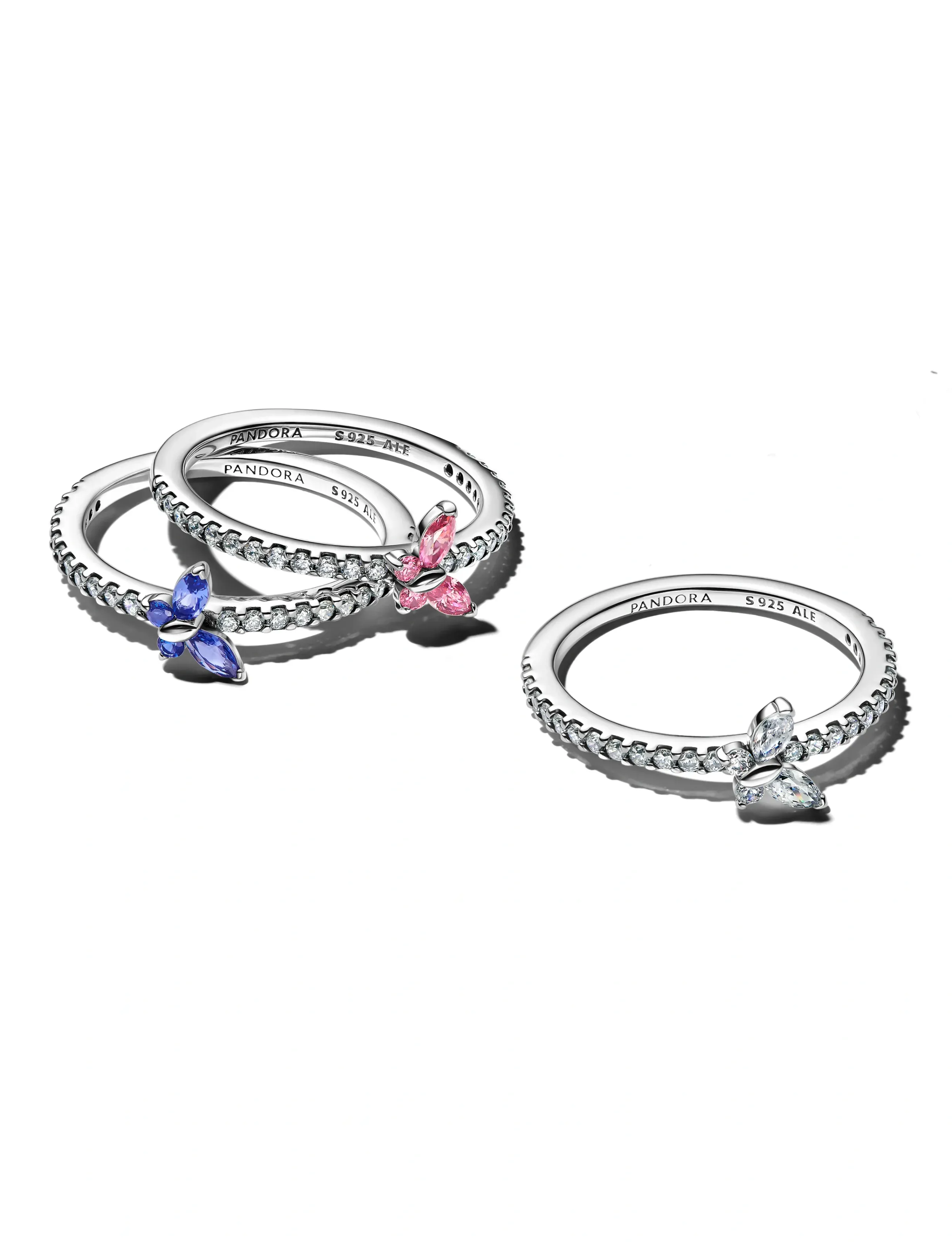 Pandora - Butterfly sterling silver ring with fancy pink and clear cubic zirconia - ringar - pink - 3