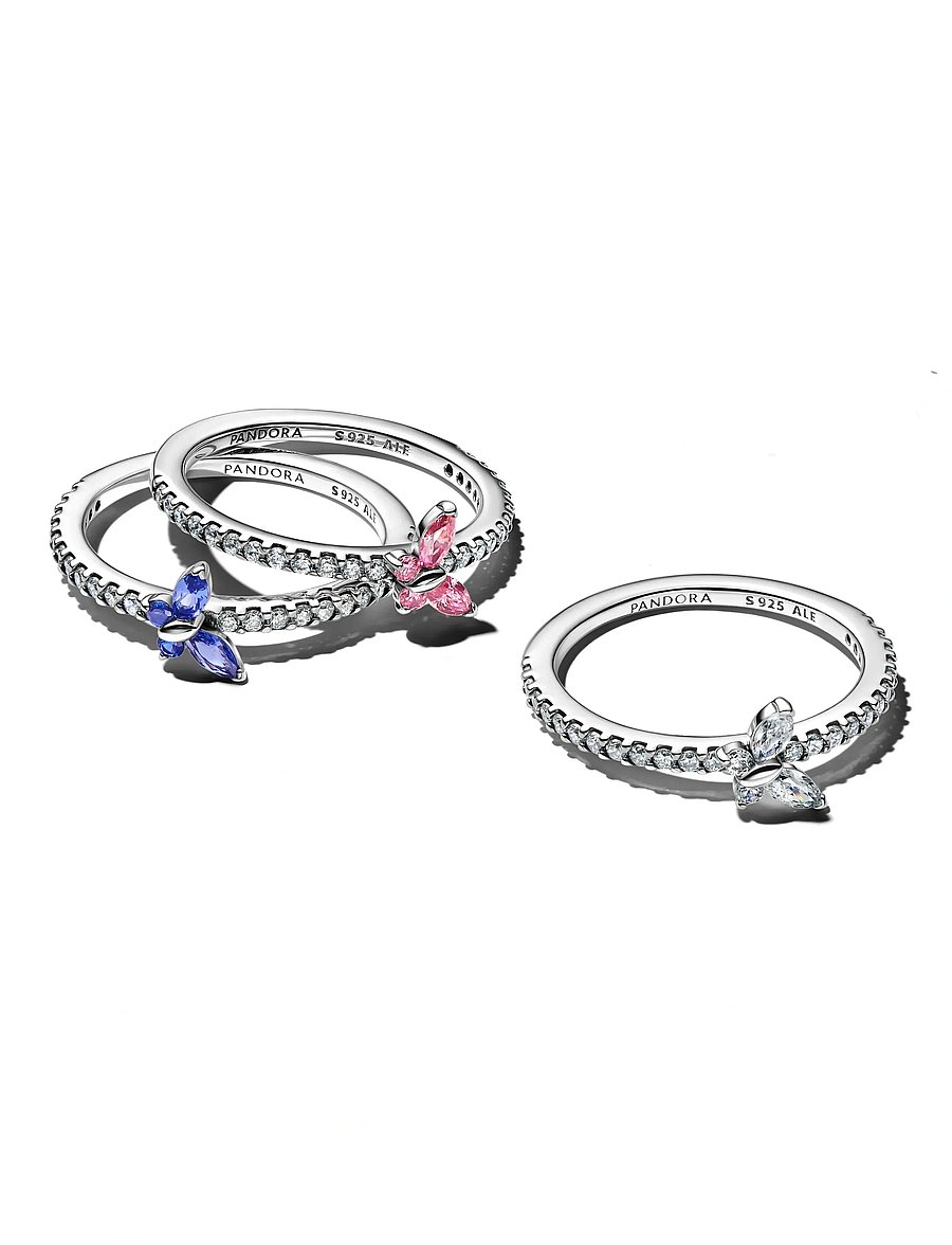 Pandora - Butterfly sterling silver ring with clear cubic zirconia - ringe - clear - 3