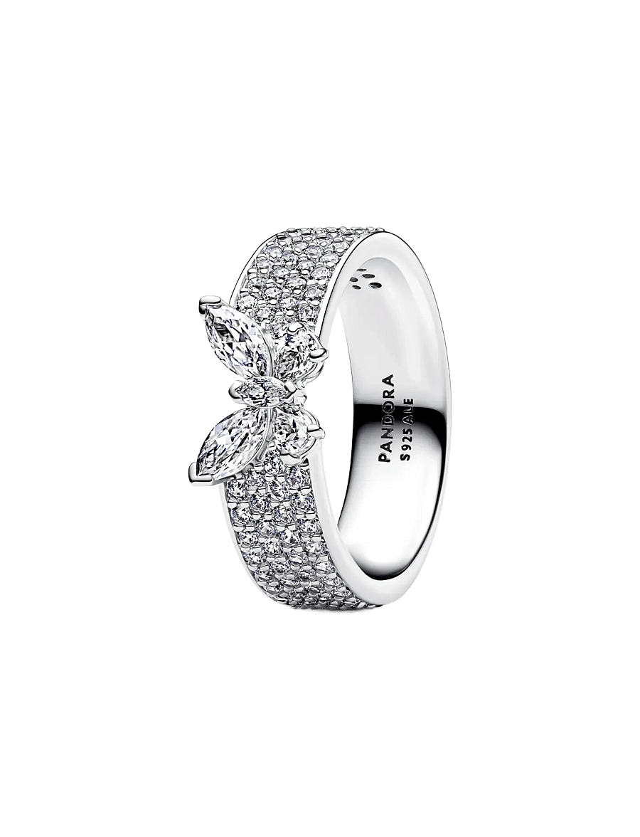 Pandora - Butterfly sterling silver ring with clear cubic zirconia - sormukset - clear - 1
