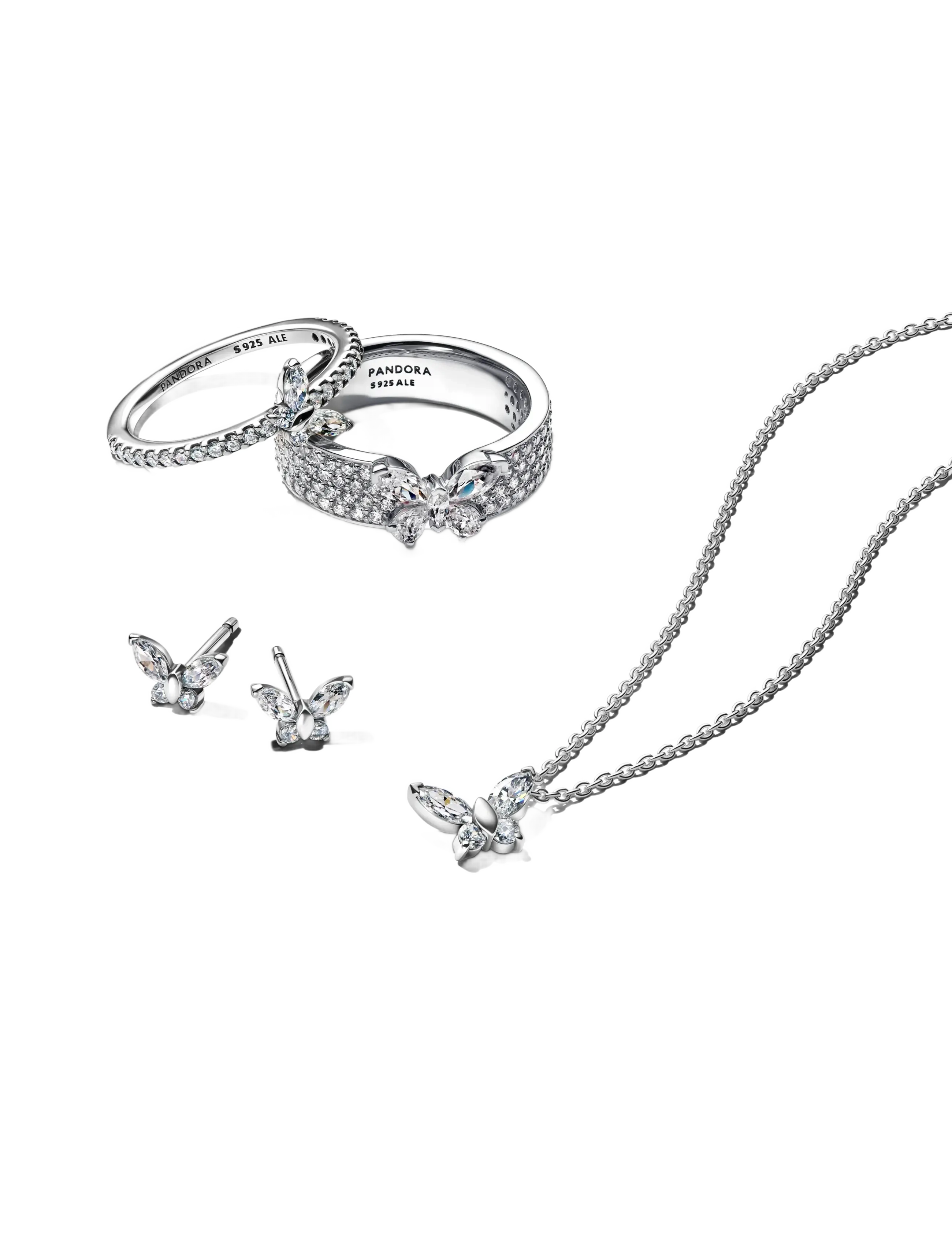 Pandora - Butterfly sterling silver ring with clear cubic zirconia - ringar - clear - 2