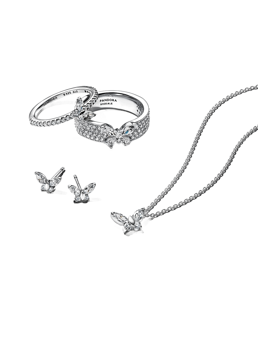 Pandora - Butterfly sterling silver ring with clear cubic zirconia - sormukset - clear - 2