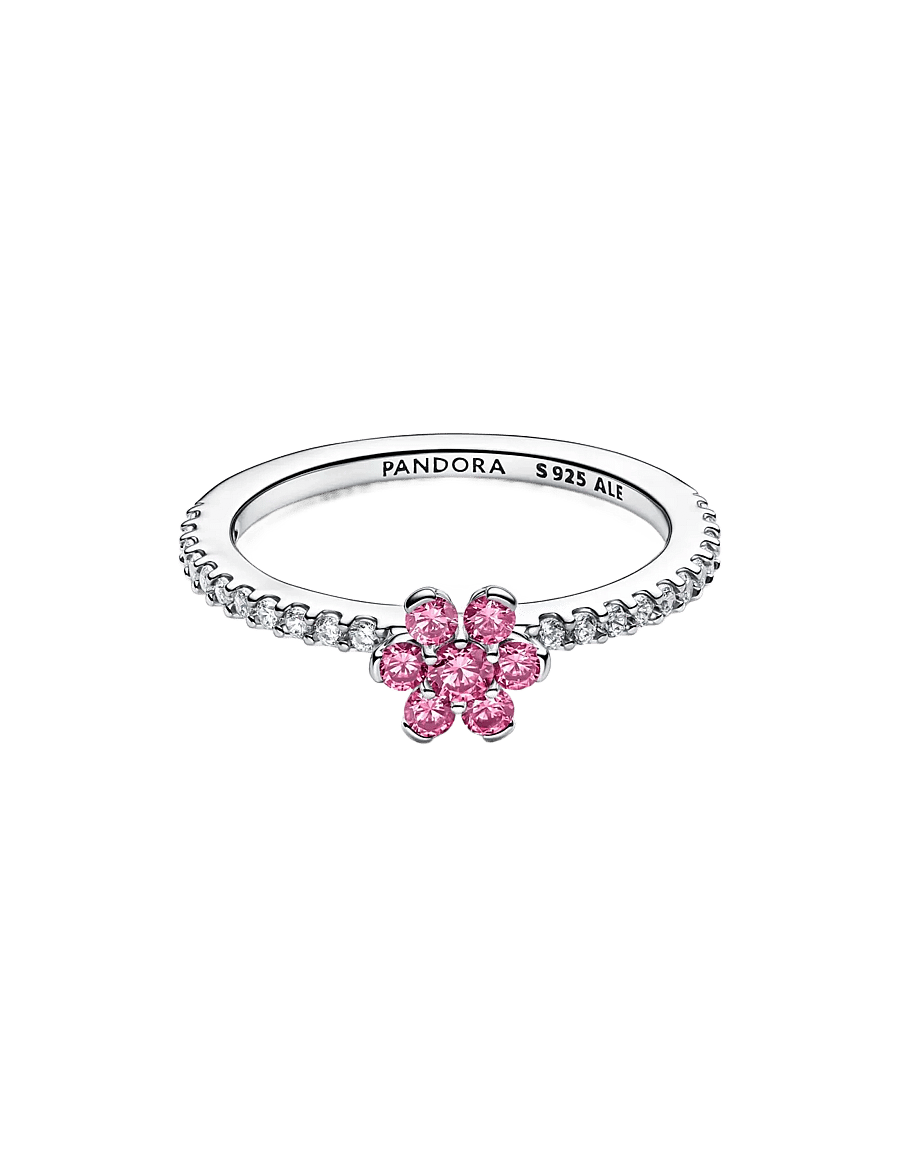 Pandora - Sparkling Pink Flower Ring - ringe - pink - 2